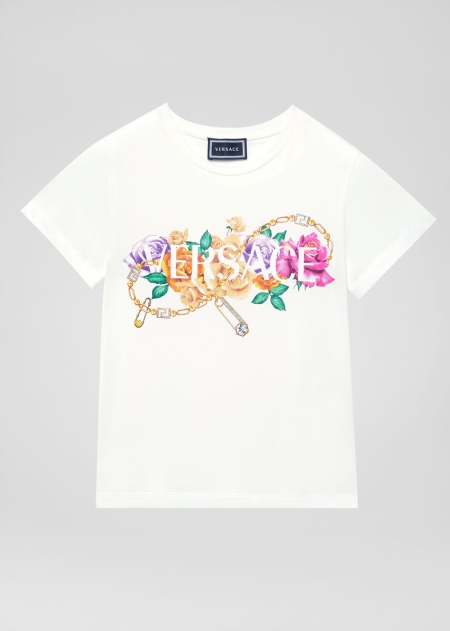 Versace Rose Jewel Logo T-shirt Tjej - 023748UDP